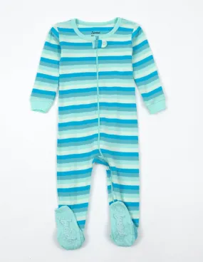 Kids Footed Cotton Orca Stripes Pajamas