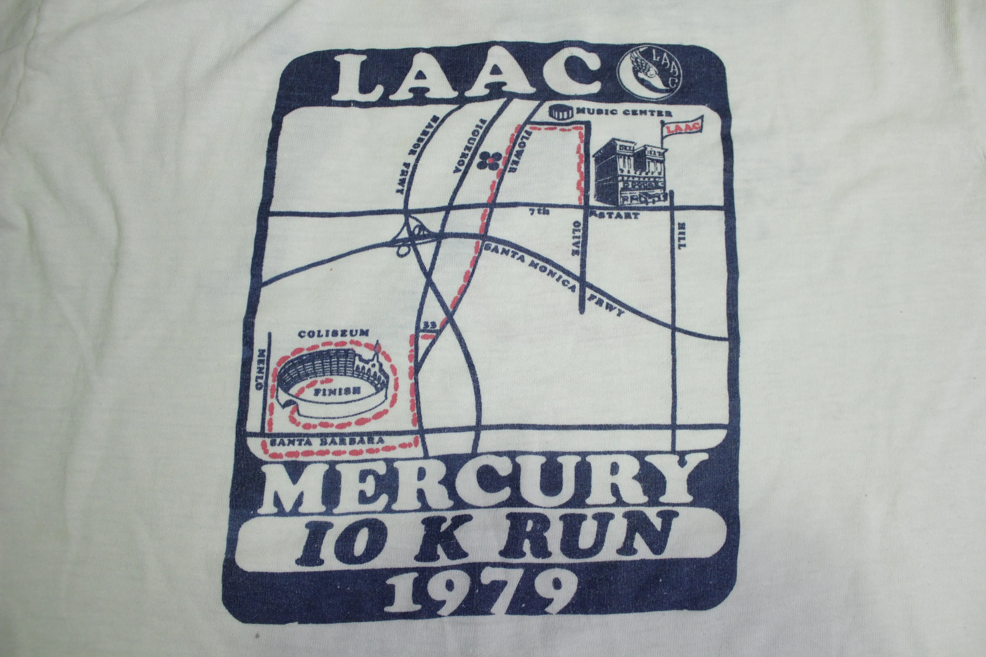 LAAC Mercury 10k Run 1979 Vintage 70's Los Angeles Athletic Club Coliseum Ringer T-Shirt