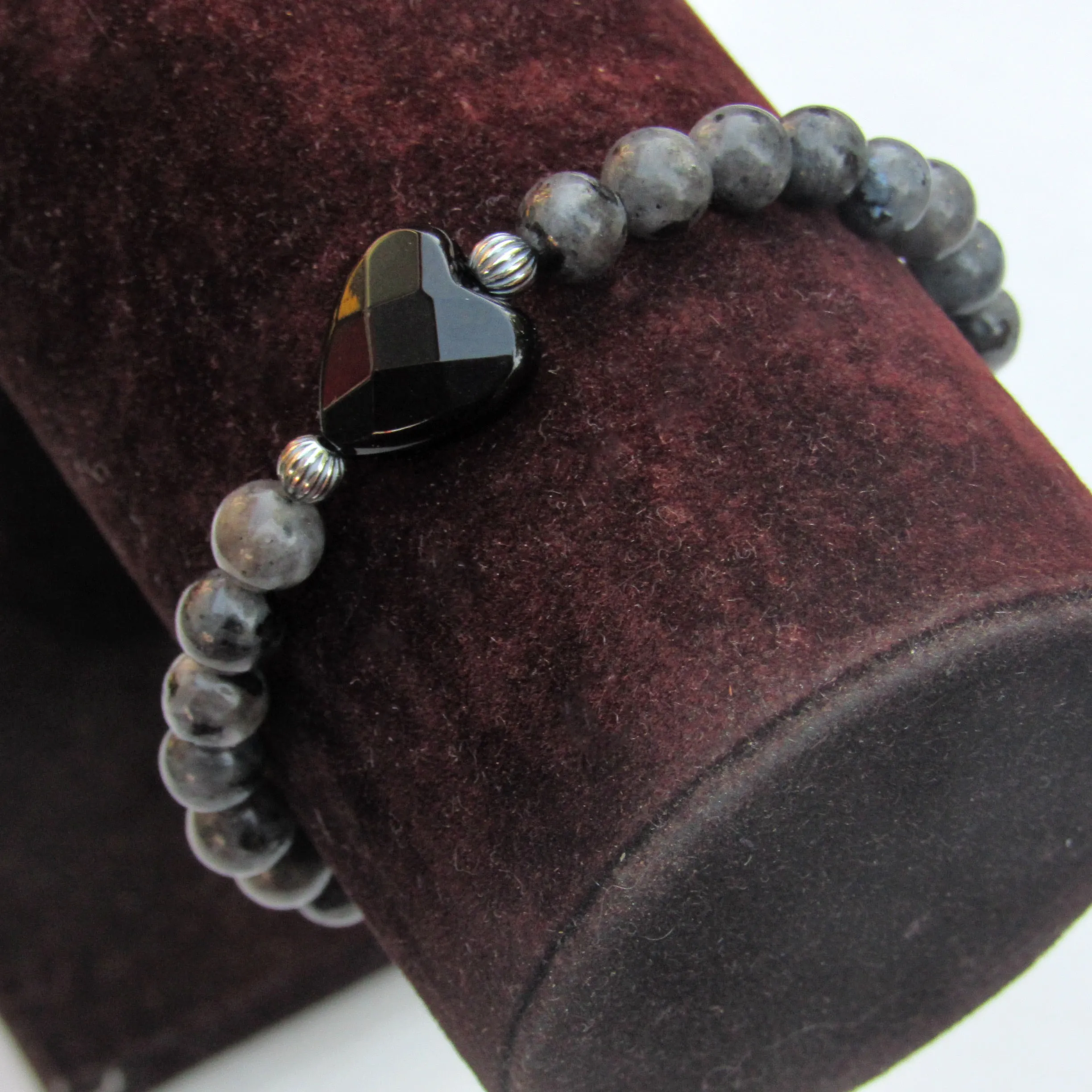 Larvikite, Onyx, and Sterling Silver “Warrior” Bracelet