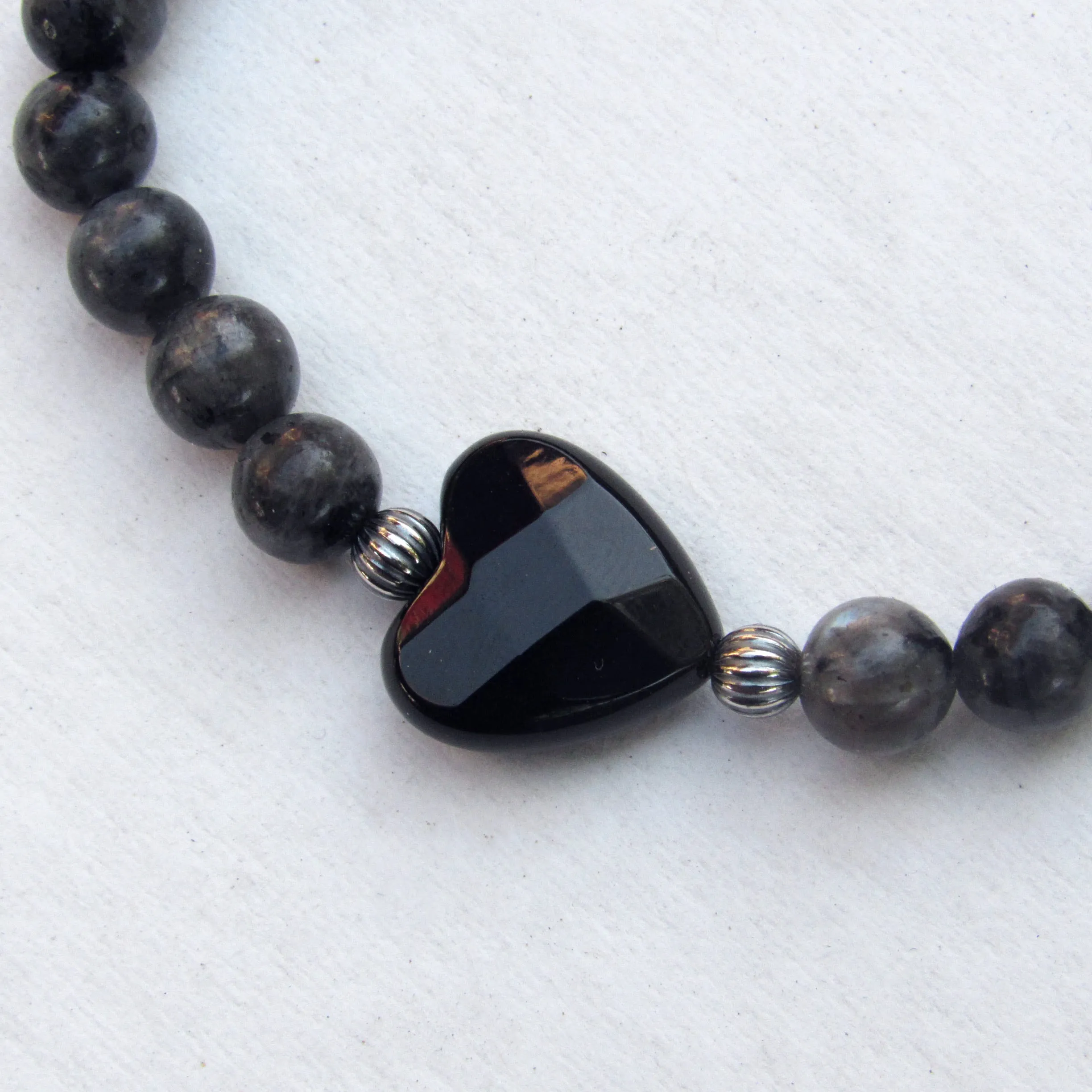 Larvikite, Onyx, and Sterling Silver “Warrior” Bracelet