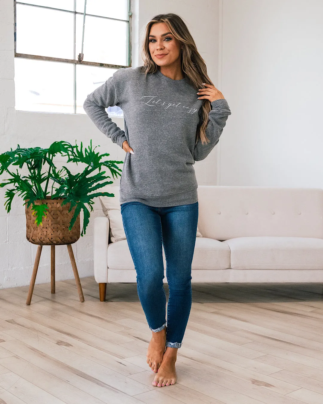 Let's Get Cozy Dark Heather Gray Sweatshirt