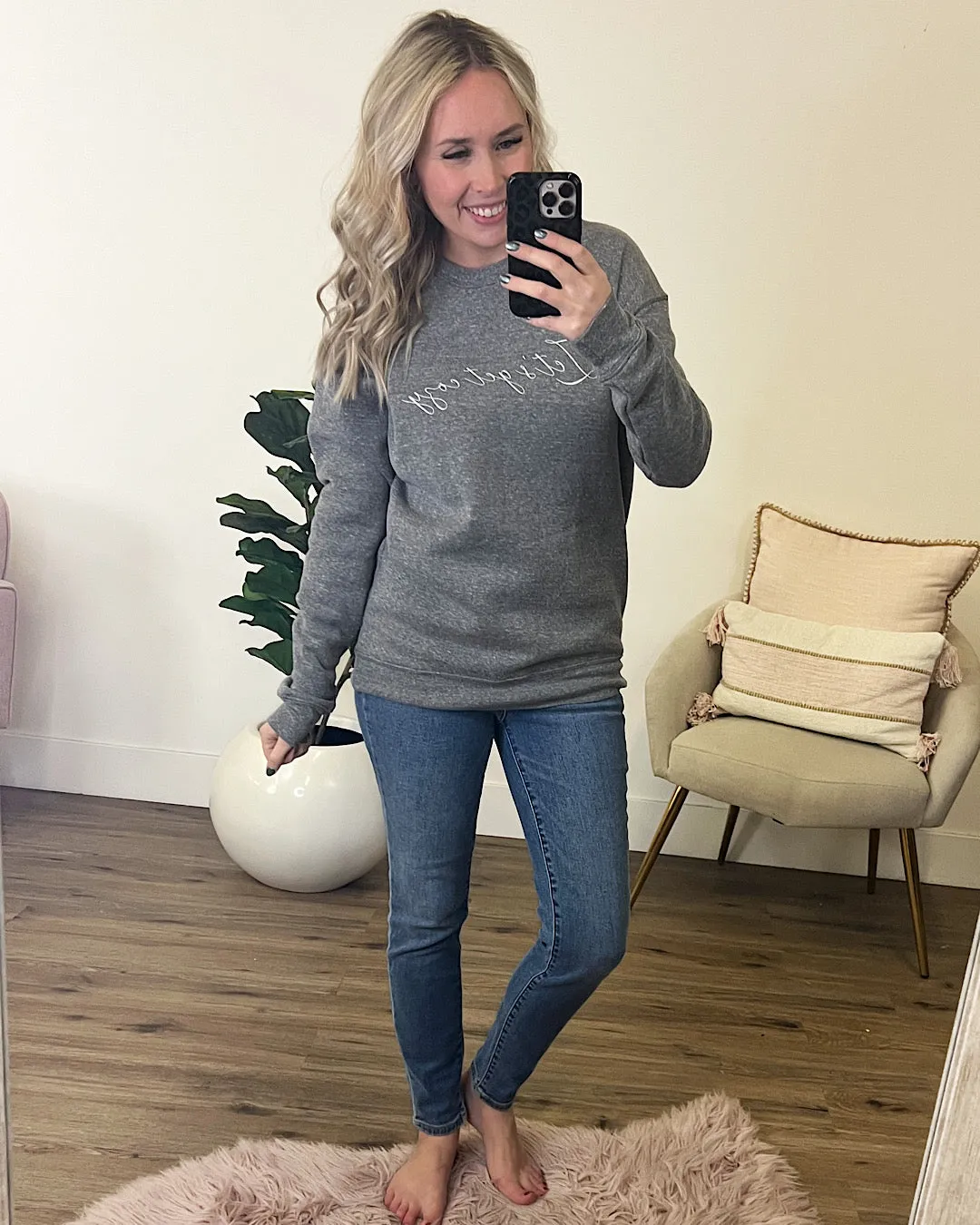 Let's Get Cozy Dark Heather Gray Sweatshirt