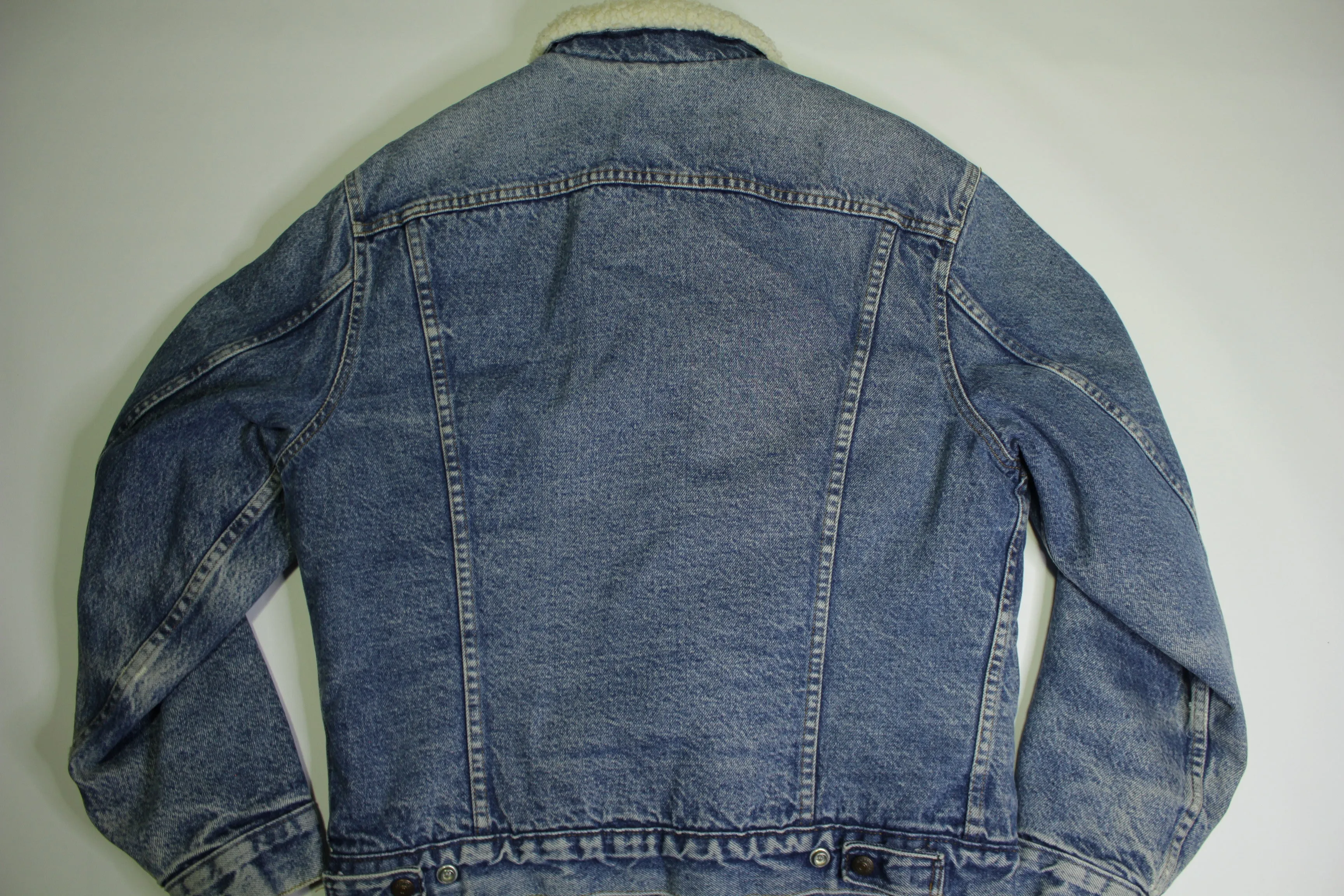 Levis San Francisco Sherpa Lined Light Washed 80's Denim Jean Jacket USA Made