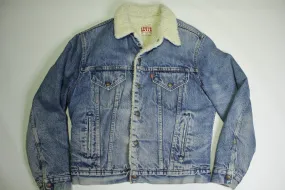 Levis San Francisco Sherpa Lined Light Washed 80's Denim Jean Jacket USA Made