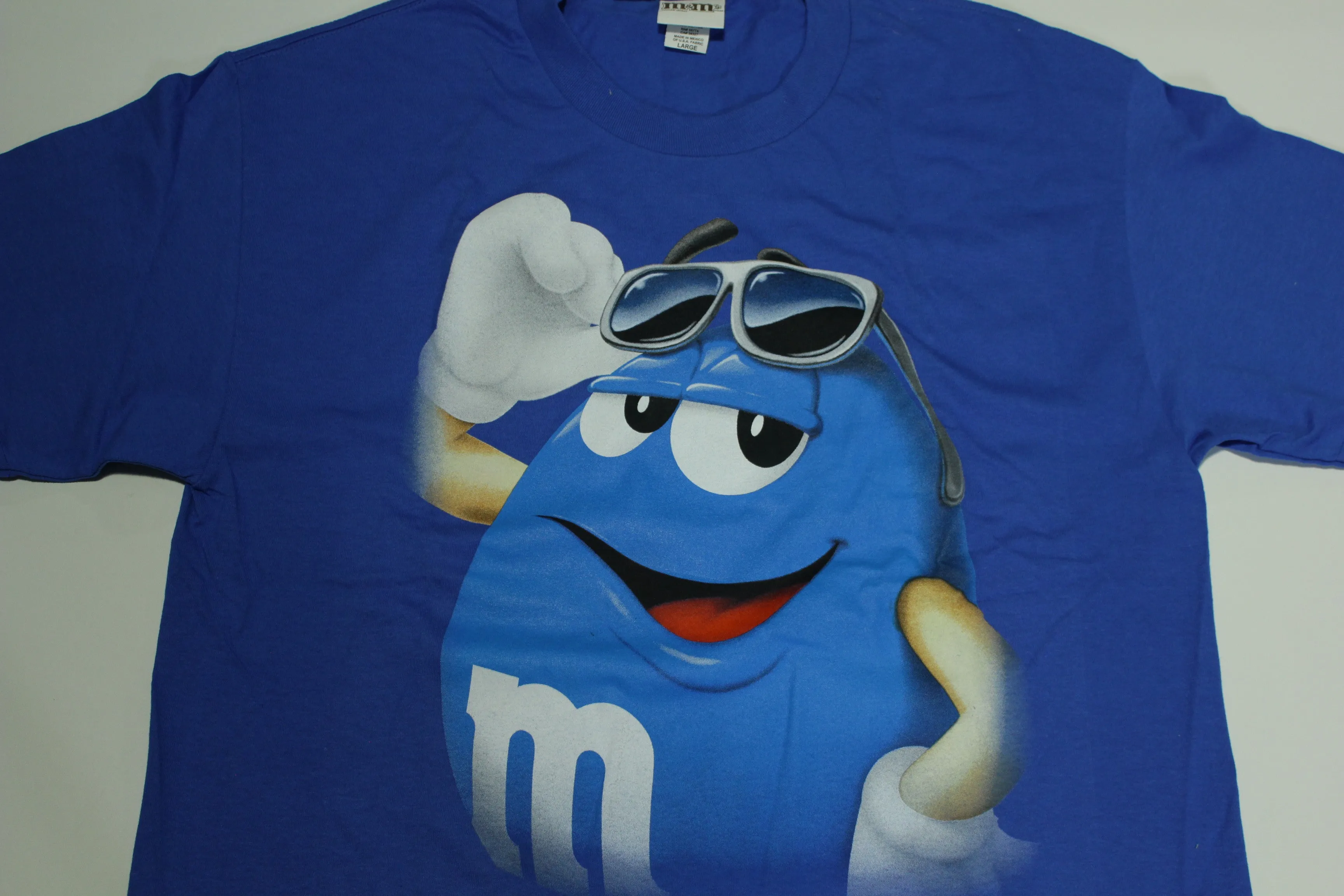 M&M Blue With Shades 2000s Official Candy Snack T-Shirt