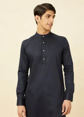 Manyawar Navy Blue Kurta Set