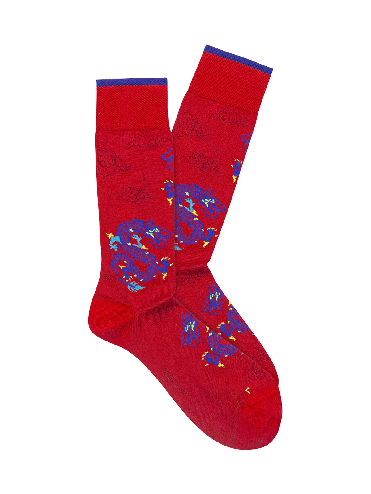 Marcoliani Red Pima Cotton Dragon Socks