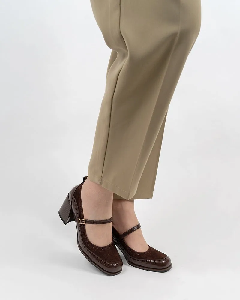 Mary Jane Ankle Strap Round Toe Mid Heel Pumps Oxfords