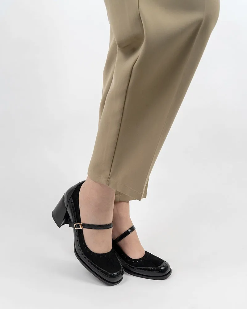 Mary Jane Ankle Strap Round Toe Mid Heel Pumps Oxfords