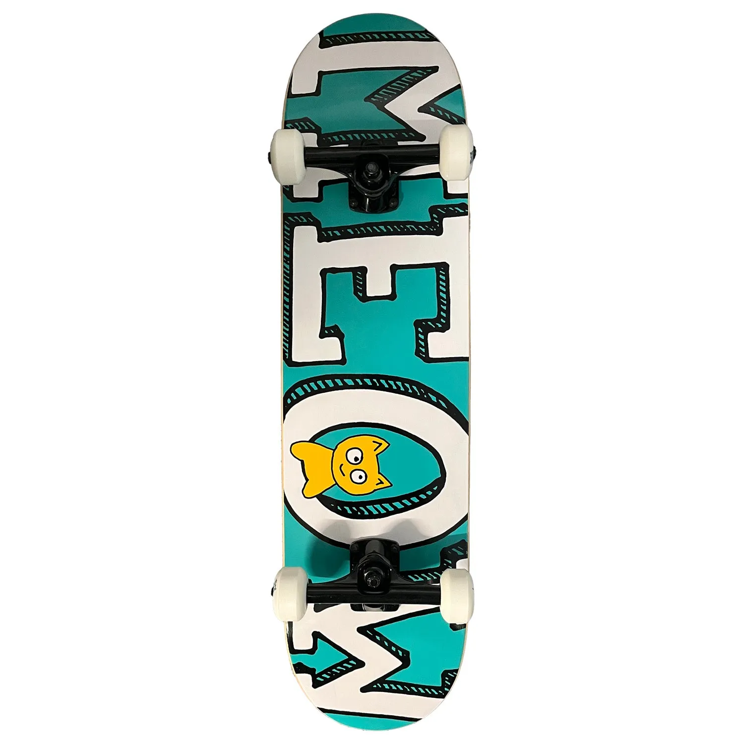 Meow Team Logo Teal Custom Complete Skateboard 8.0 Hybrid