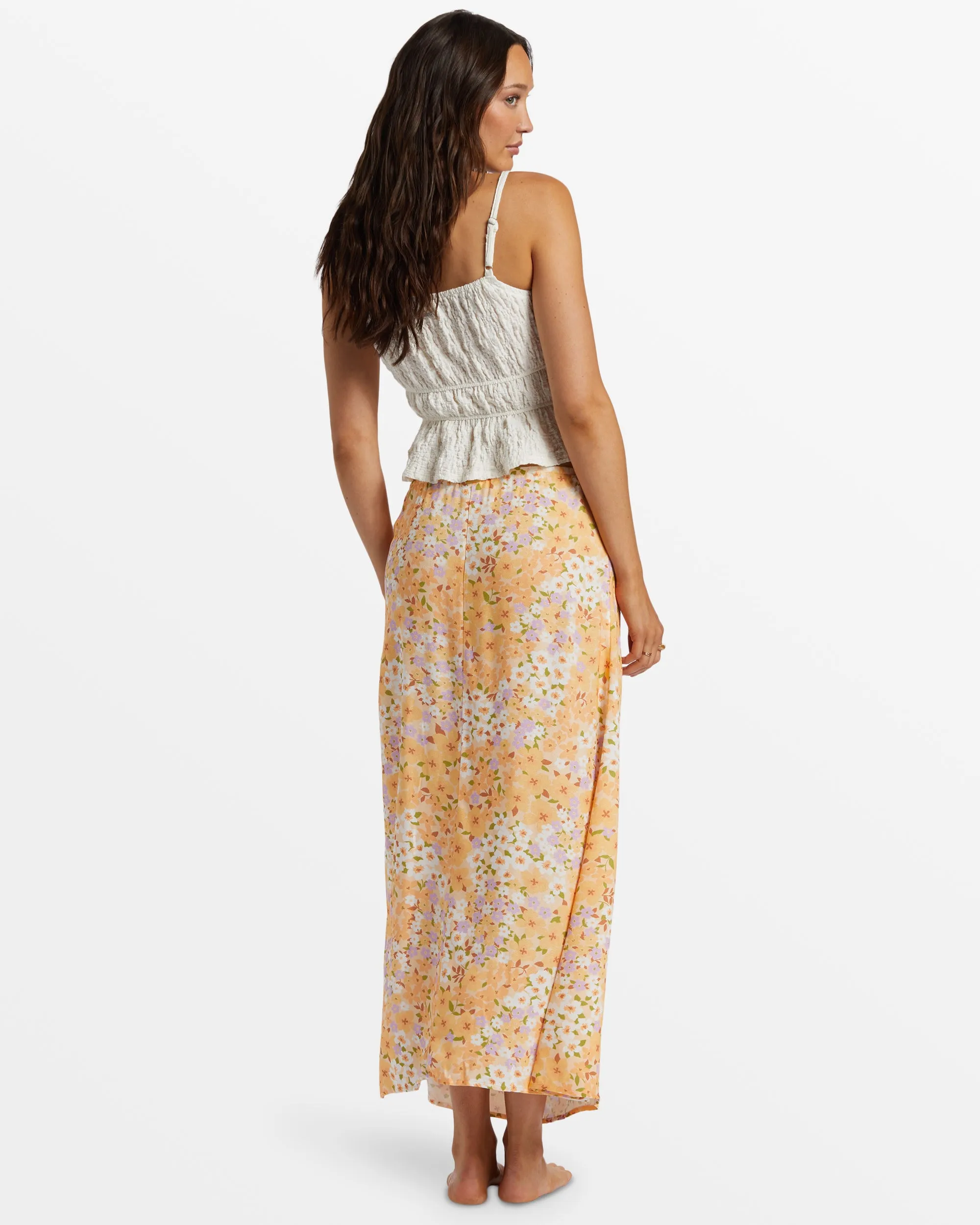 Midi Moment Printed Midi Skirt - Peach Whip