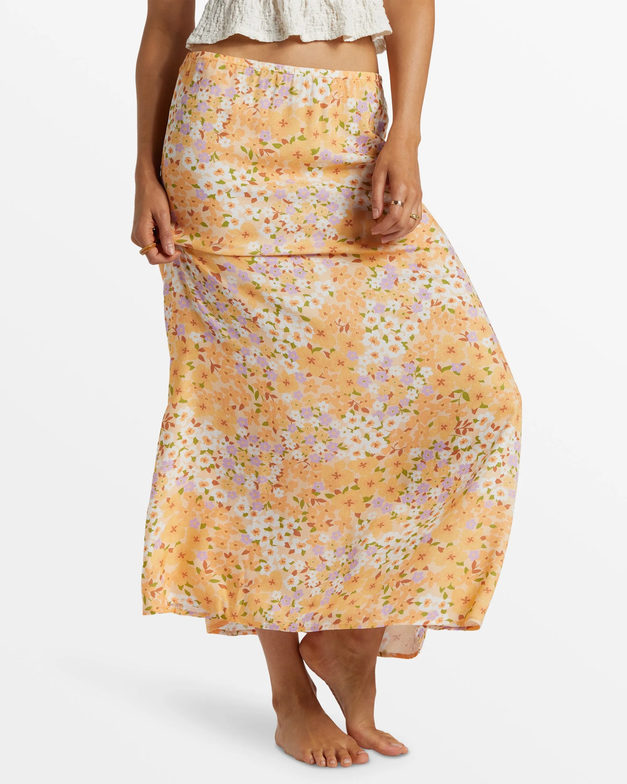 Midi Moment Printed Midi Skirt - Peach Whip