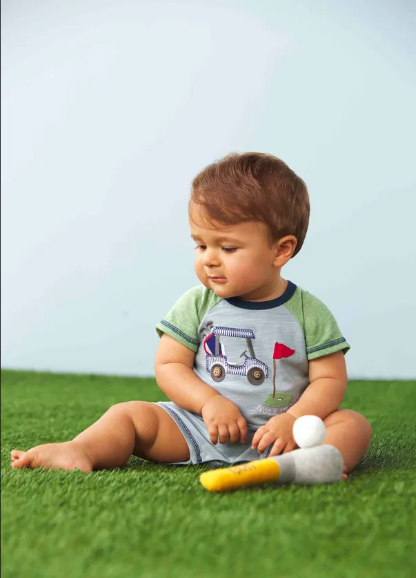 Mudpie Hole-In-One Golf Baby Shortall