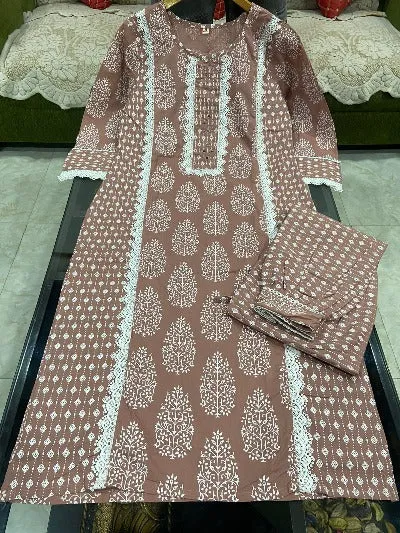 Peach Cotton Afgani Salwar Suit Set 3pc