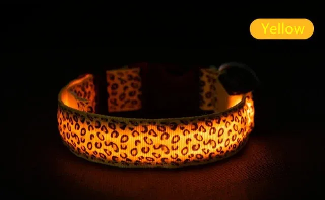 Pet LED Luminous Collar for Dog Adjustable Leopard Glow Cat Collar Night Safety Collar Teddy Golden Retriever for Walking Dogs