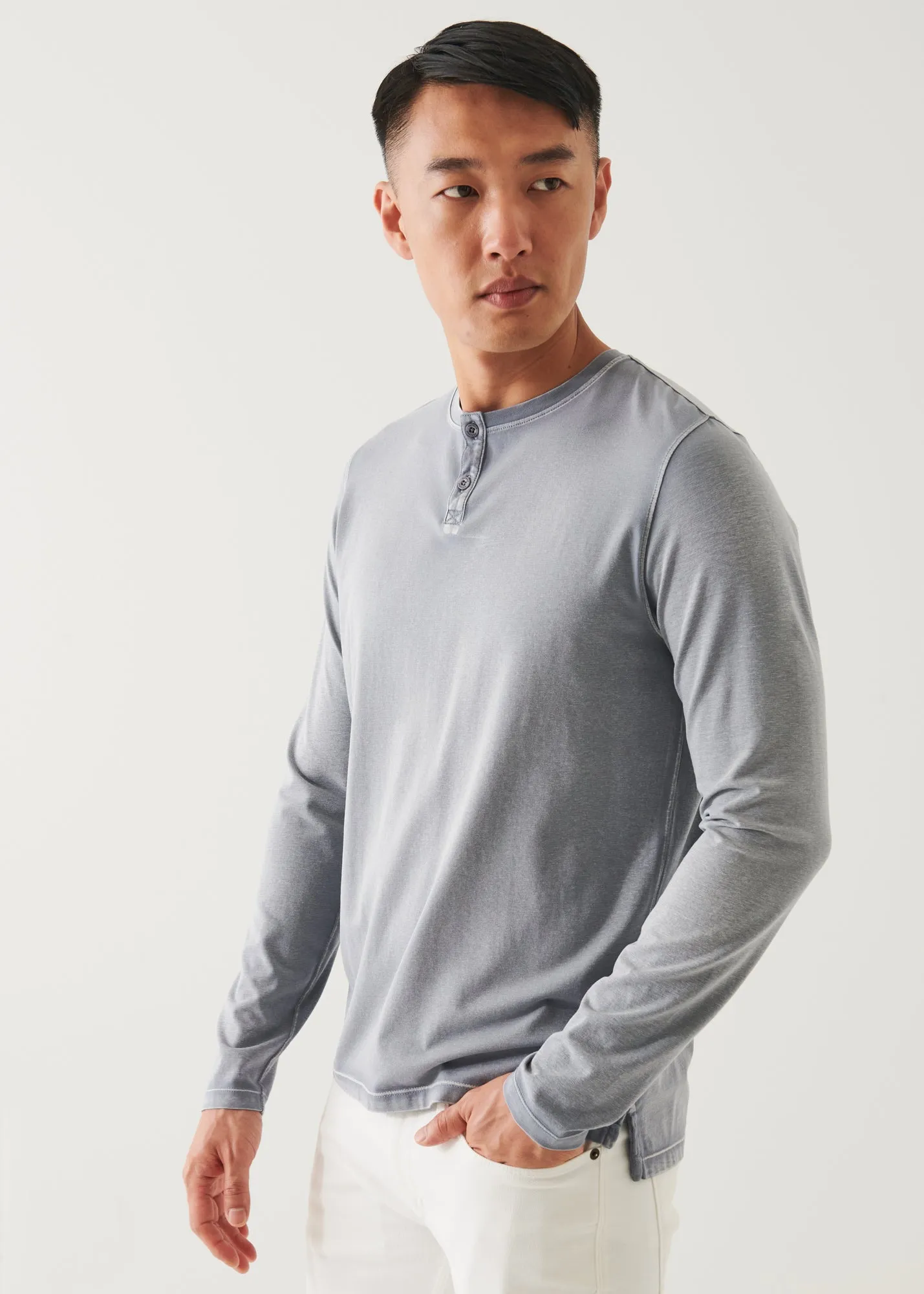 PIMA COTTON STRETCH VINTAGE WASH HENLEY