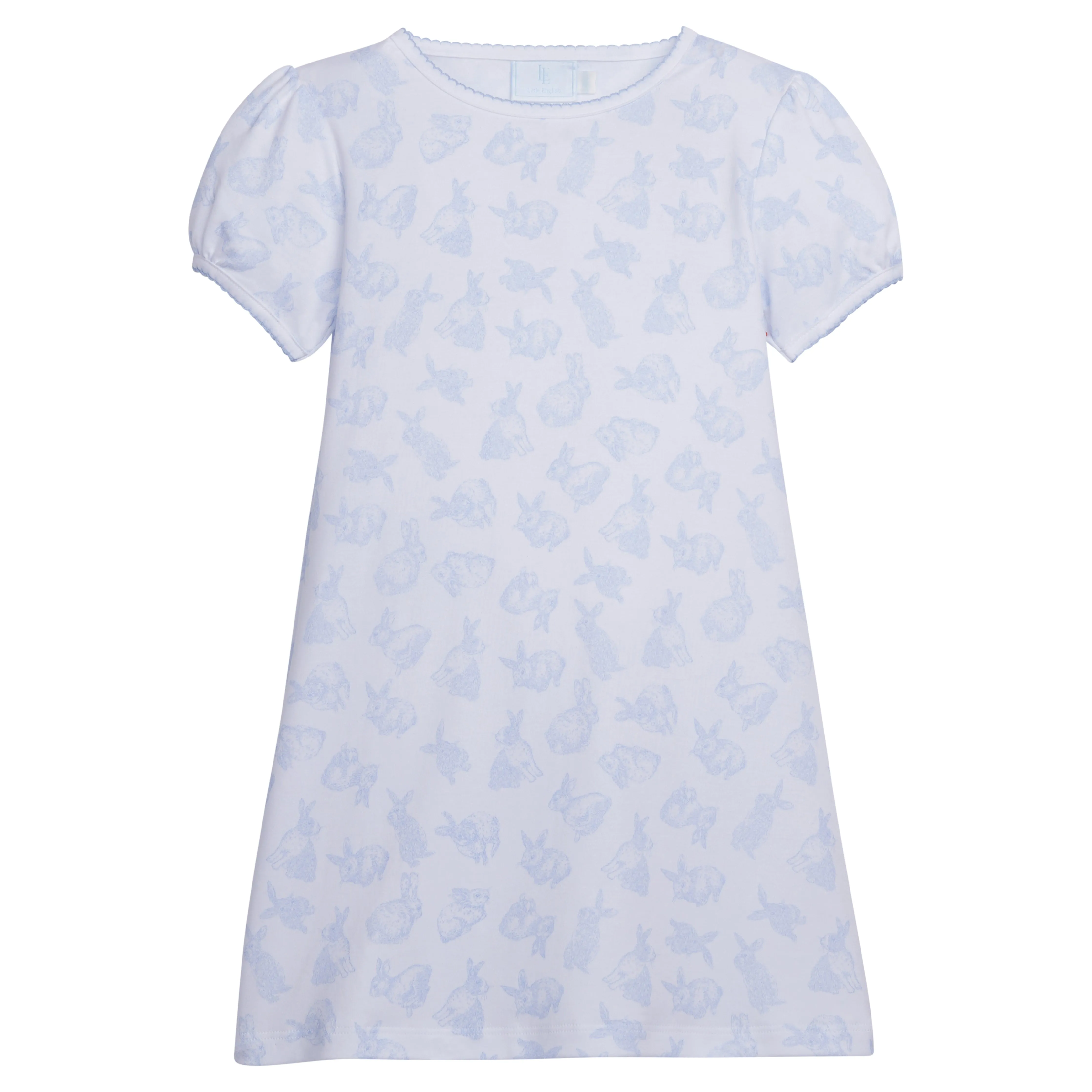 Printed T-Shirt Dress - Blue Tossed Bunnies