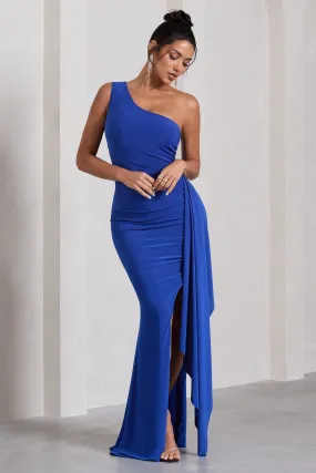 Rewind | Royal Blue One Shoulder Sleeveless Split Maxi Dress With Drape