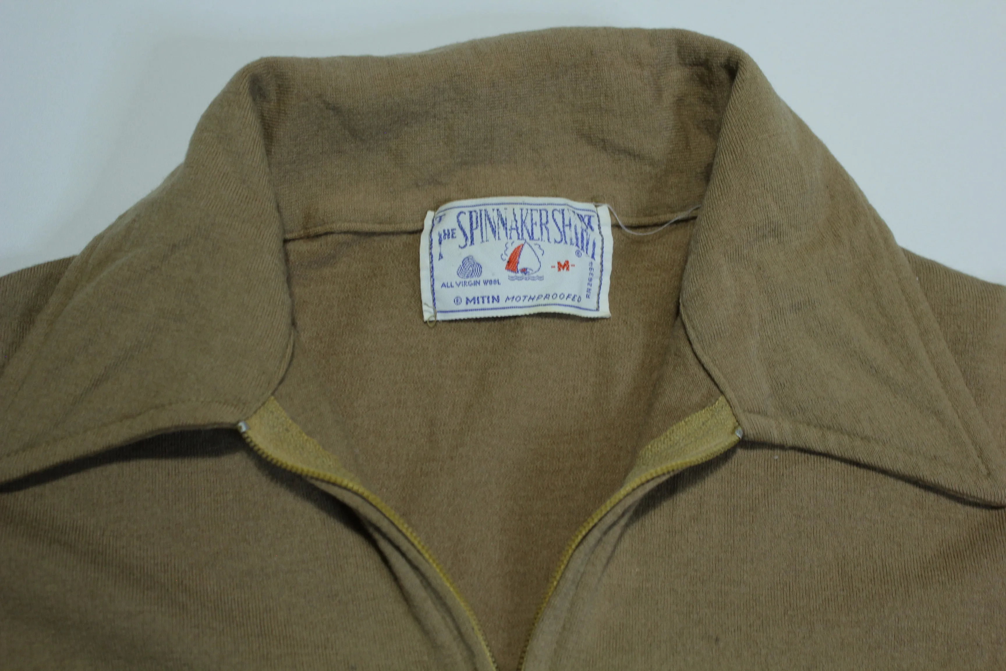 Spinnaker Shirt Vintage 70's 100% Virgin Wool Mitin Long Sleeve Quarter Zip Polo Shirt