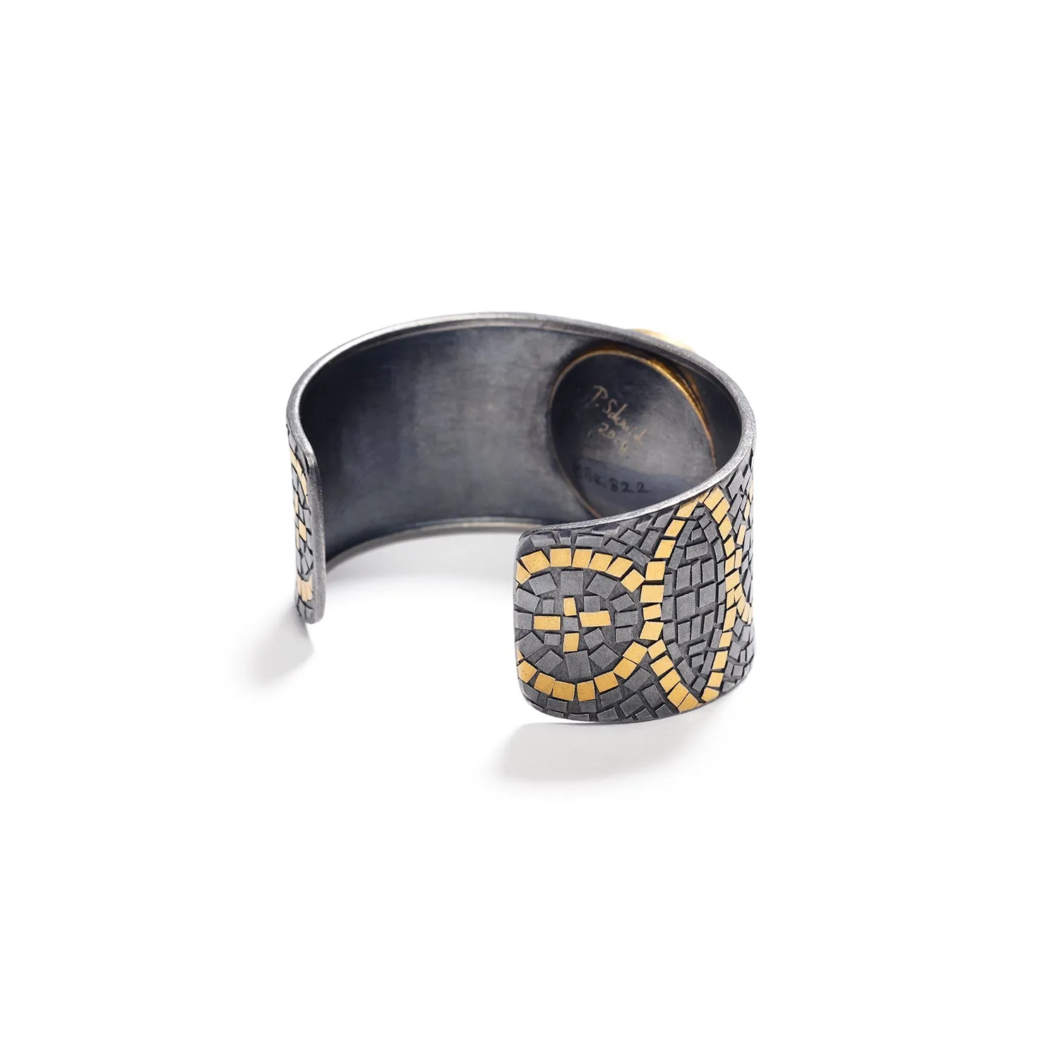 Squared Gold Cuff with Munsteiner Cut Quartz