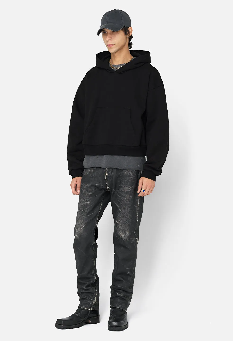 Studio Fleece Tilted Hoodie / Black