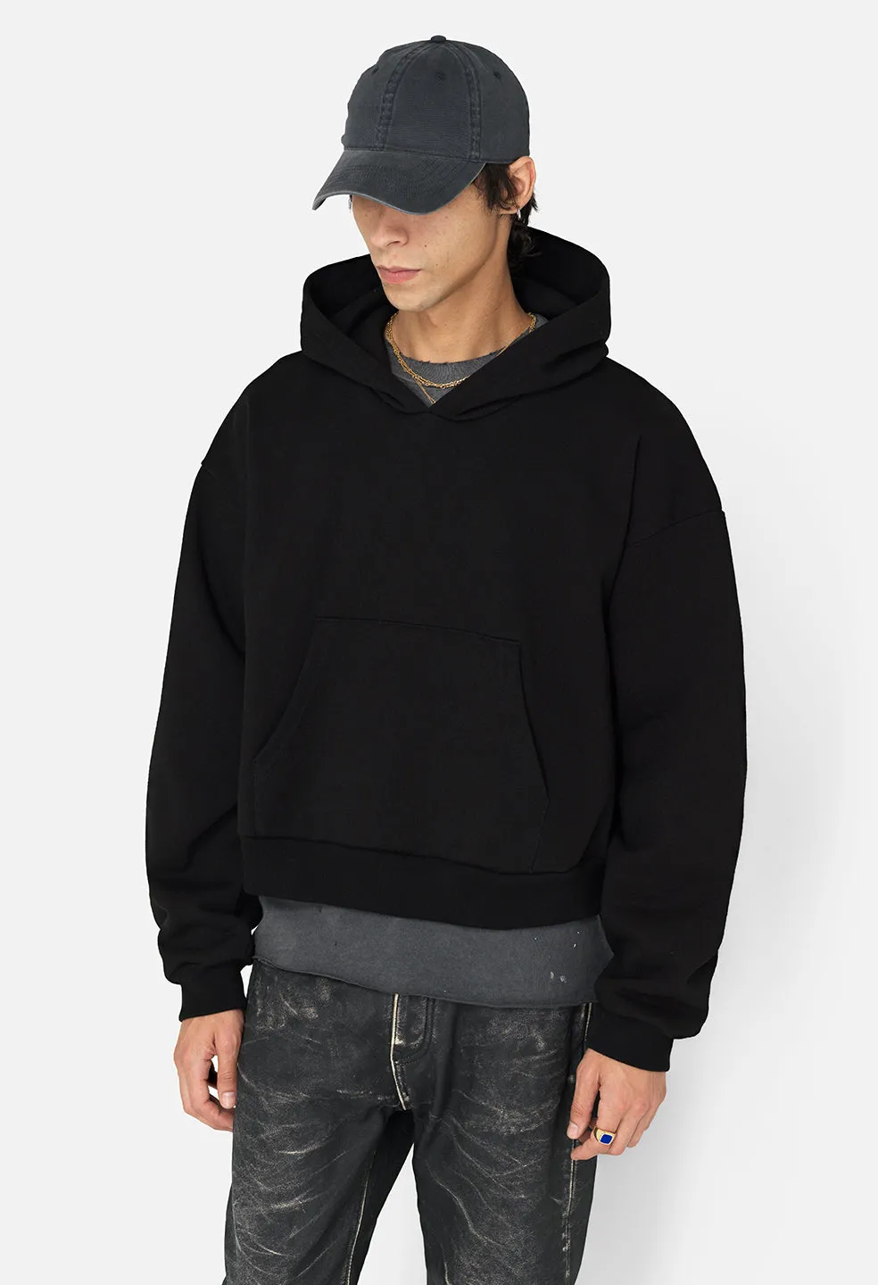 Studio Fleece Tilted Hoodie / Black