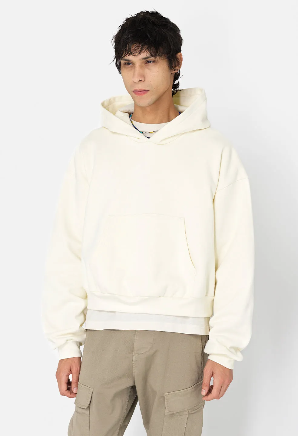 Studio Fleece Tilted Hoodie / Salt