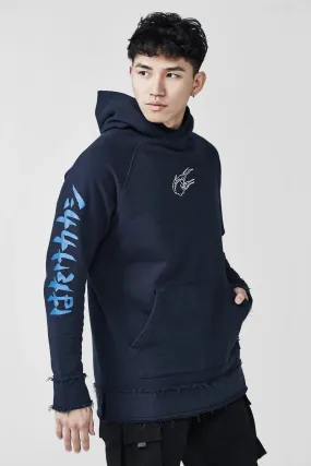 Team Liquid 20Y Naruto Frayed Kakashi Pullover Hoodie Navy Blue