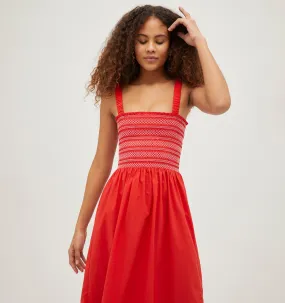 The Anjuli Nap Dress - Poppy Red Cotton