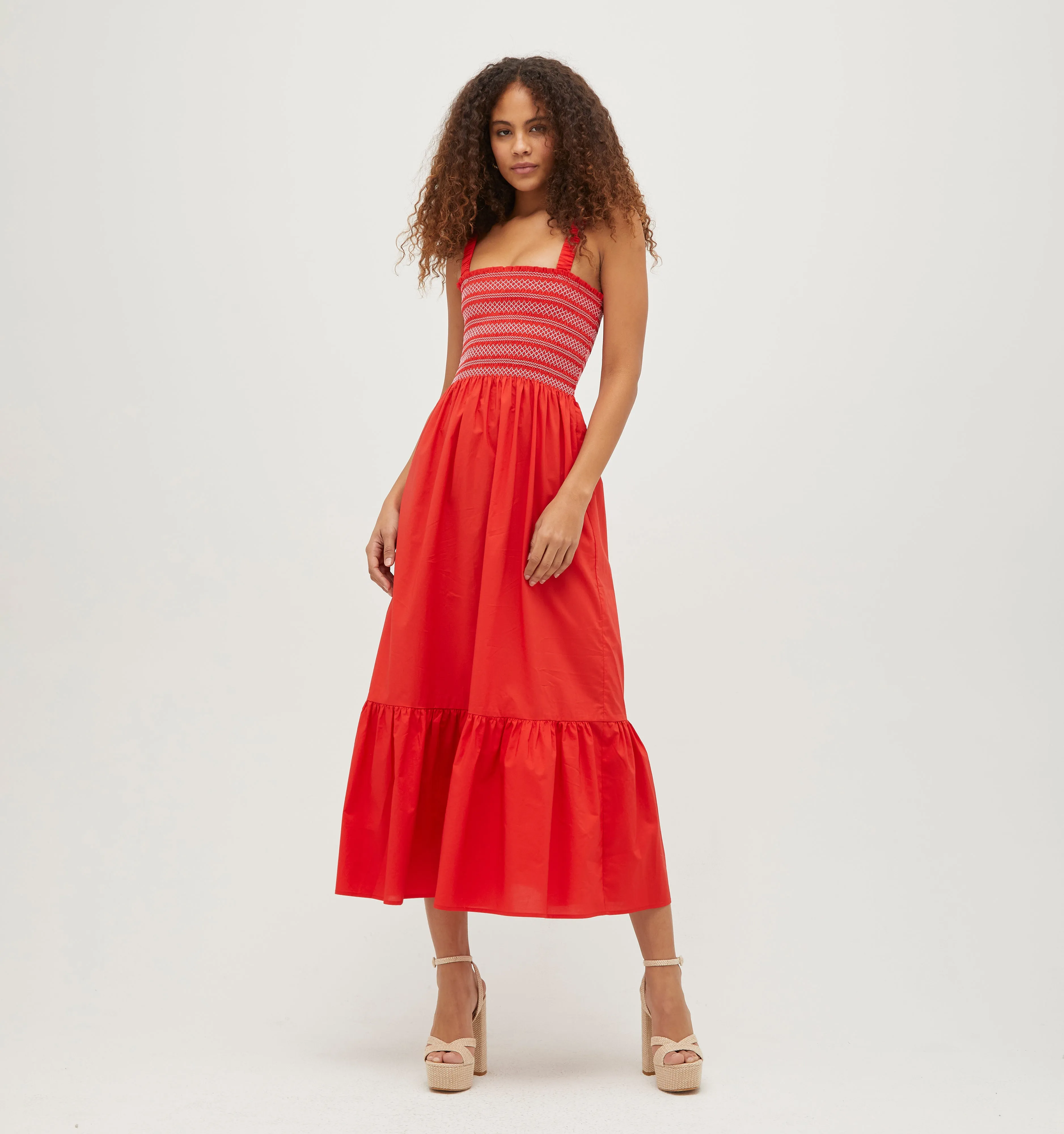 The Anjuli Nap Dress - Poppy Red Cotton