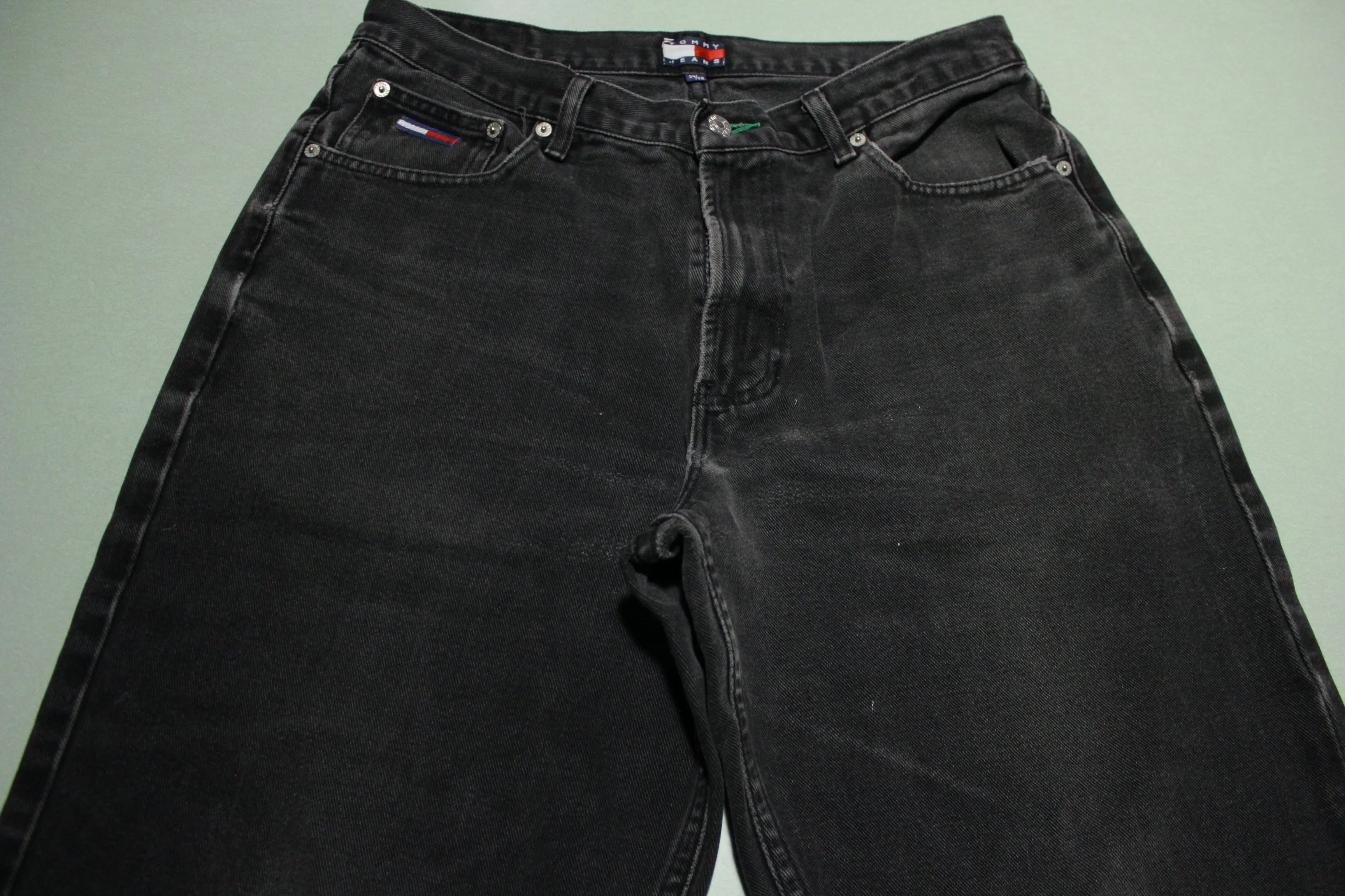 Tommy Hilfiger Vintage 90's Distressed Grunge Street Punk Black Denim Jeans