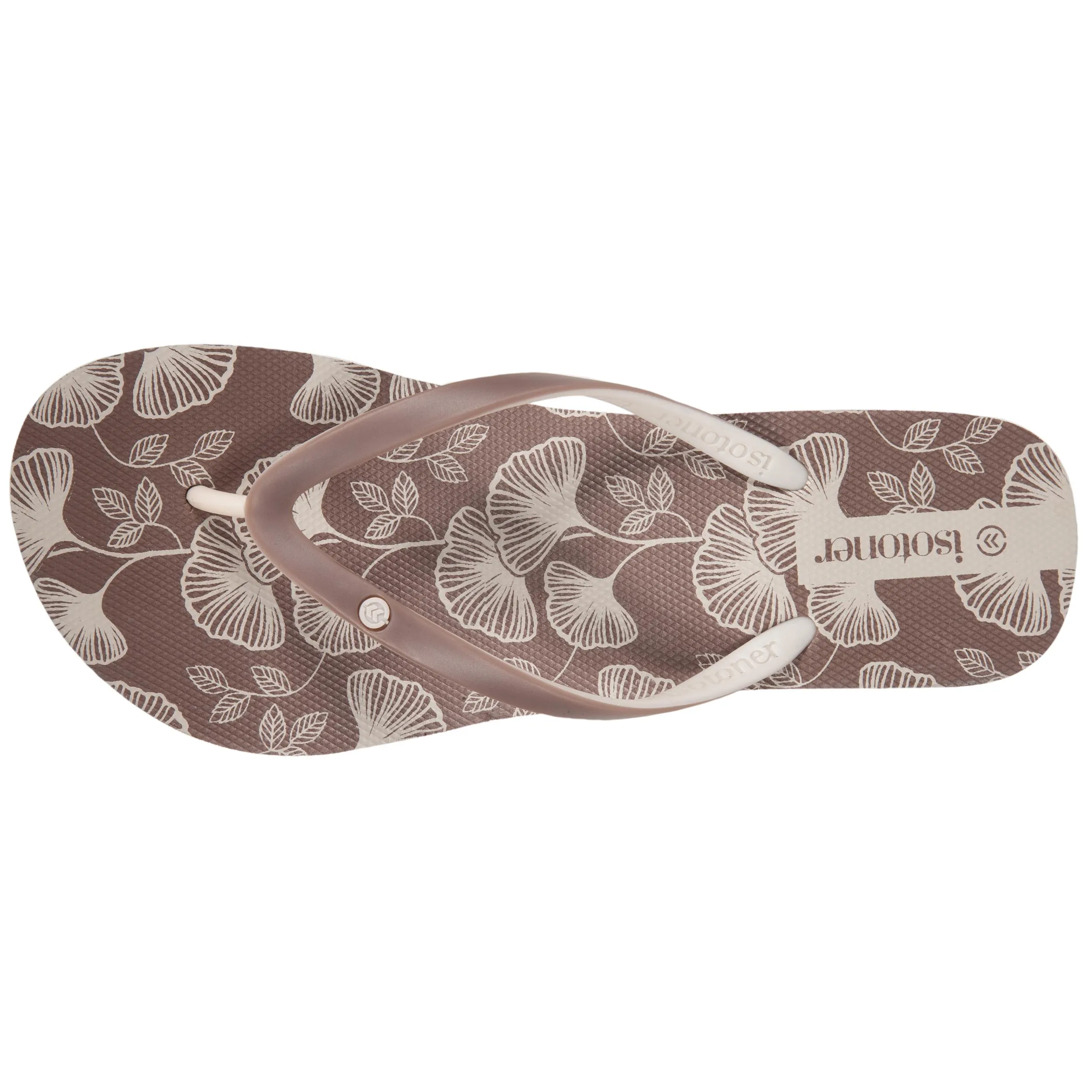 Tongs Femme talon imprimé floral Taupe