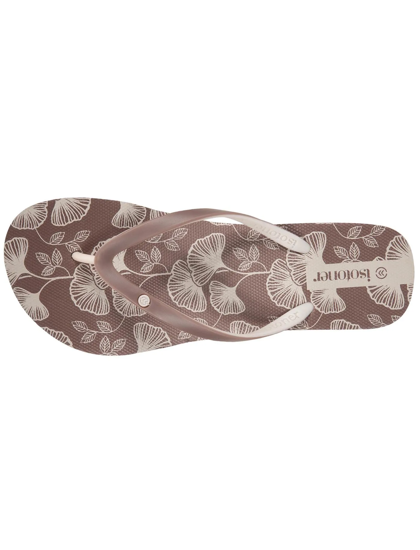 Tongs Femme talon imprimé floral Taupe