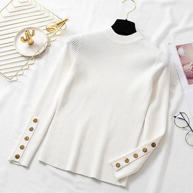 Women Winter Clothes Ribbed O-Neck Long Sleeve Pullover Sweater Solid Casual Ladies Women Clothes