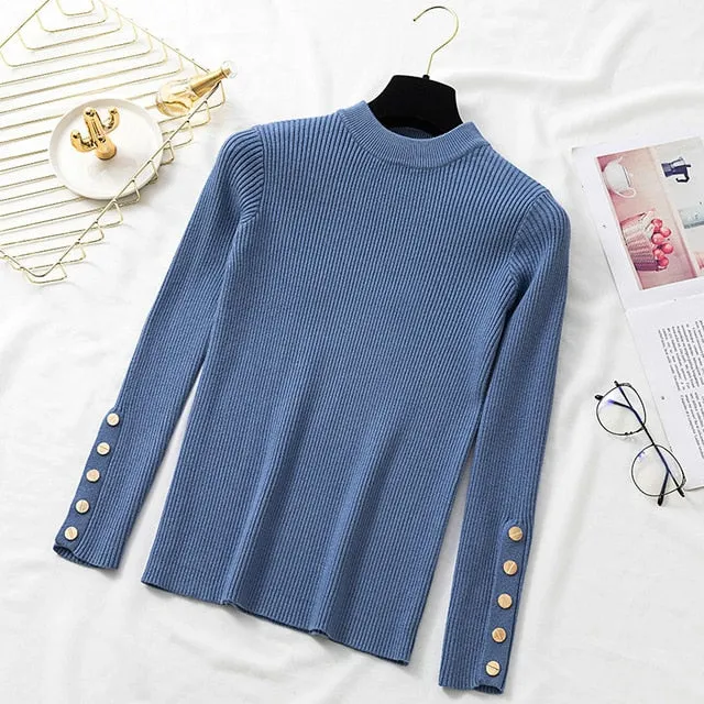 Women Winter Clothes Ribbed O-Neck Long Sleeve Pullover Sweater Solid Casual Ladies Women Clothes