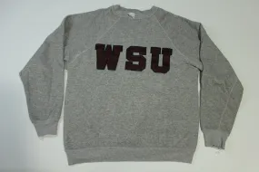 WSU Washington State Cougars Vintage 80's Heathered Sewn Patch Crewneck Sweatshirt