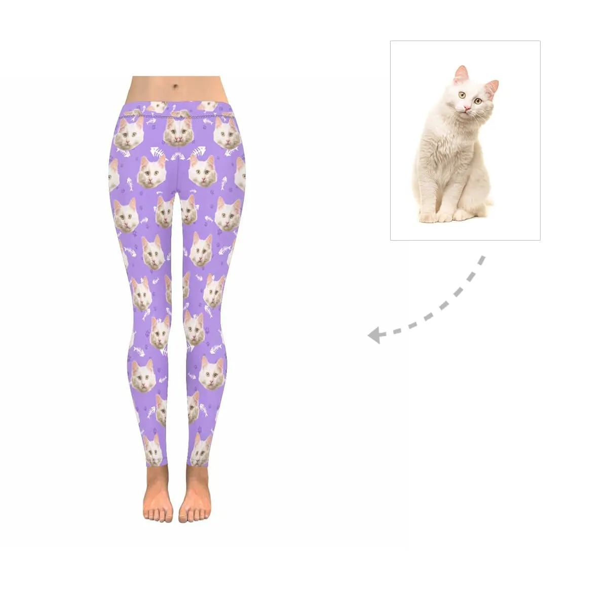 YesCustom Custom Cat Face Low Rise Leggings