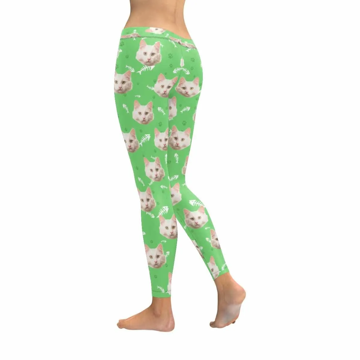 YesCustom Custom Cat Face Low Rise Leggings