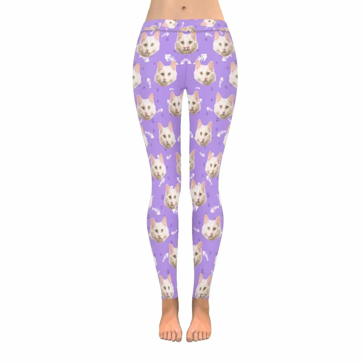 YesCustom Custom Cat Face Low Rise Leggings