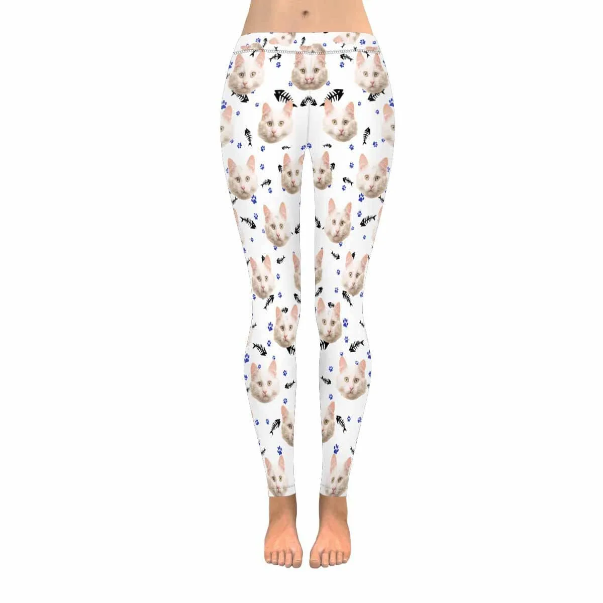 YesCustom Custom Cat Face Low Rise Leggings