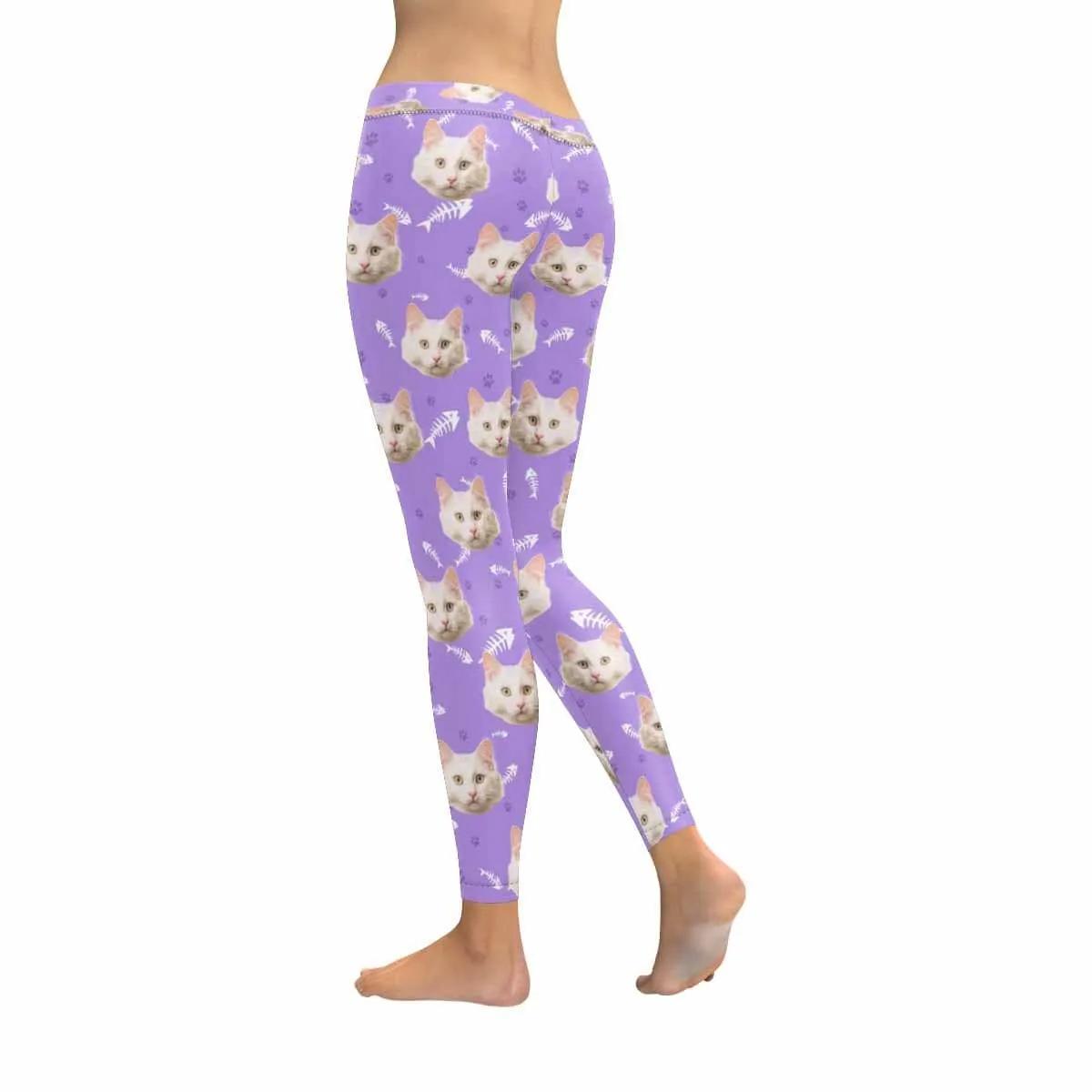 YesCustom Custom Cat Face Low Rise Leggings