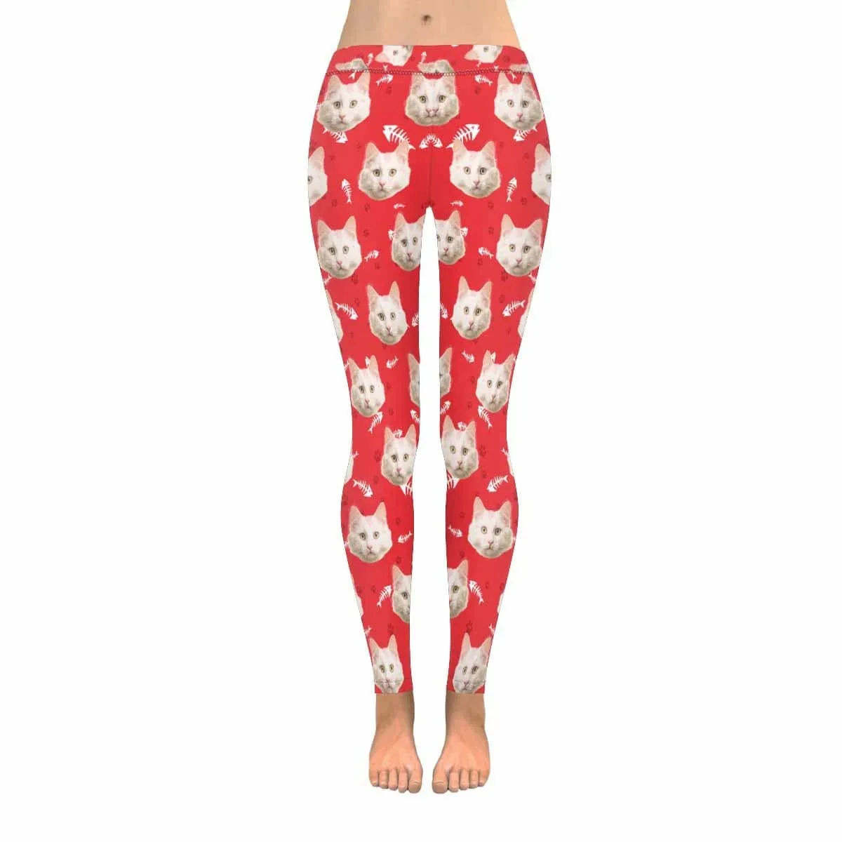 YesCustom Custom Cat Face Low Rise Leggings