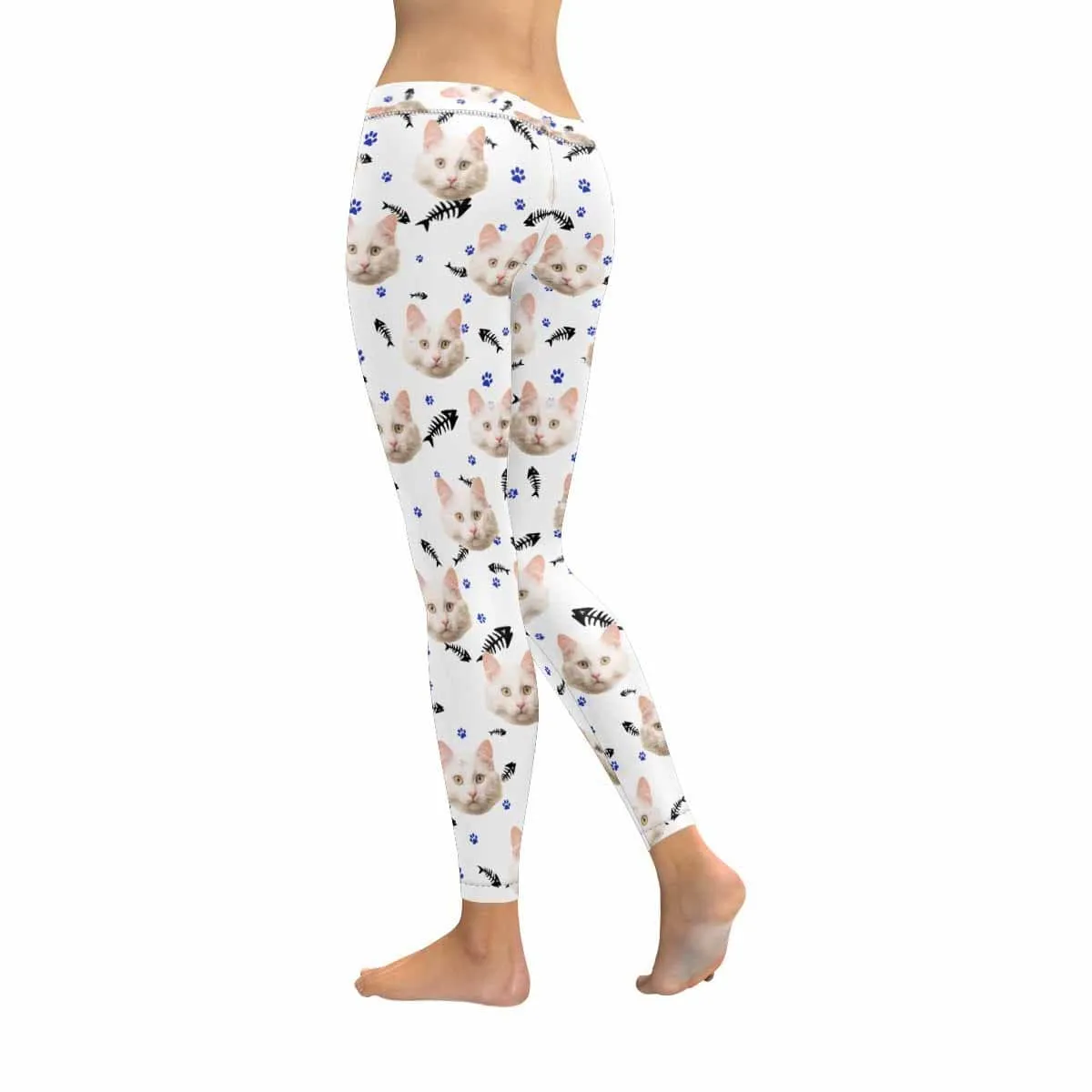 YesCustom Custom Cat Face Low Rise Leggings