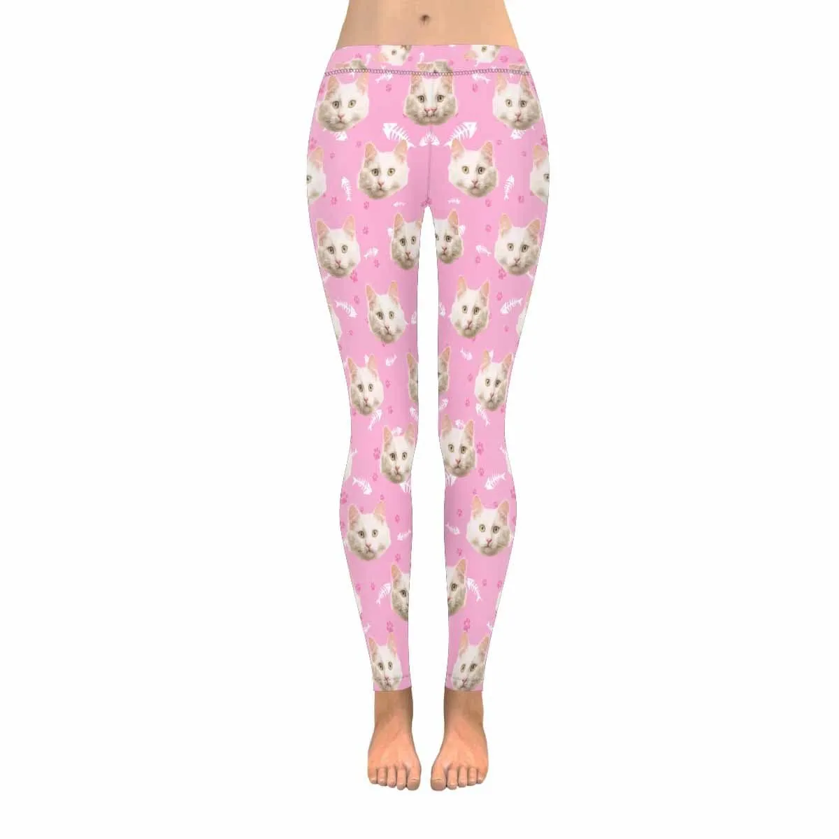 YesCustom Custom Cat Face Low Rise Leggings