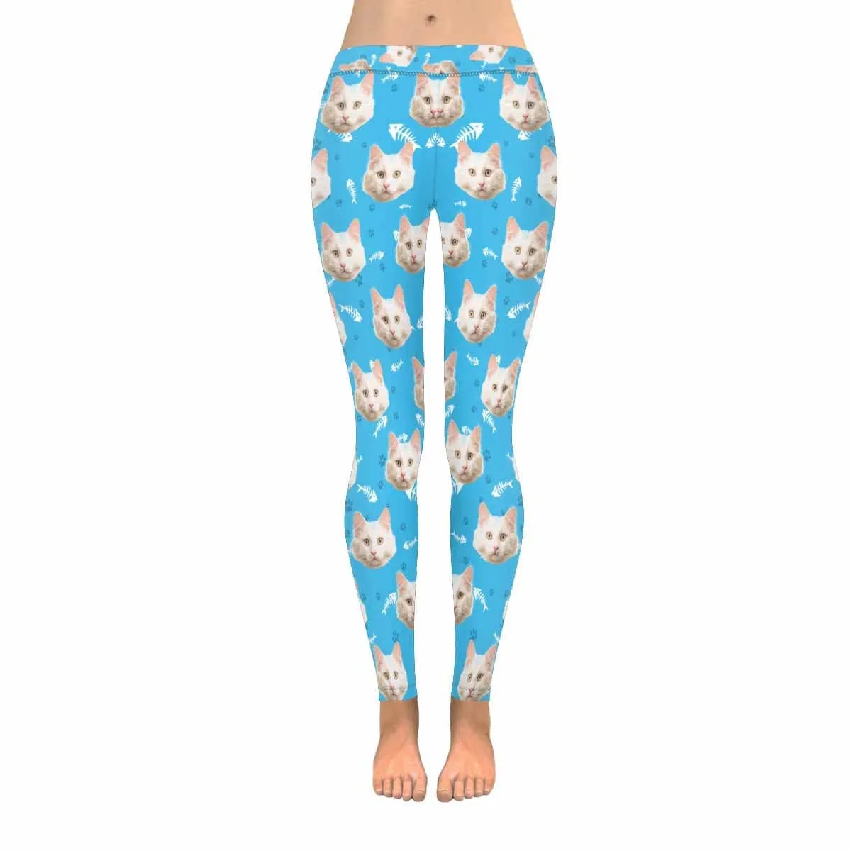 YesCustom Custom Cat Face Low Rise Leggings