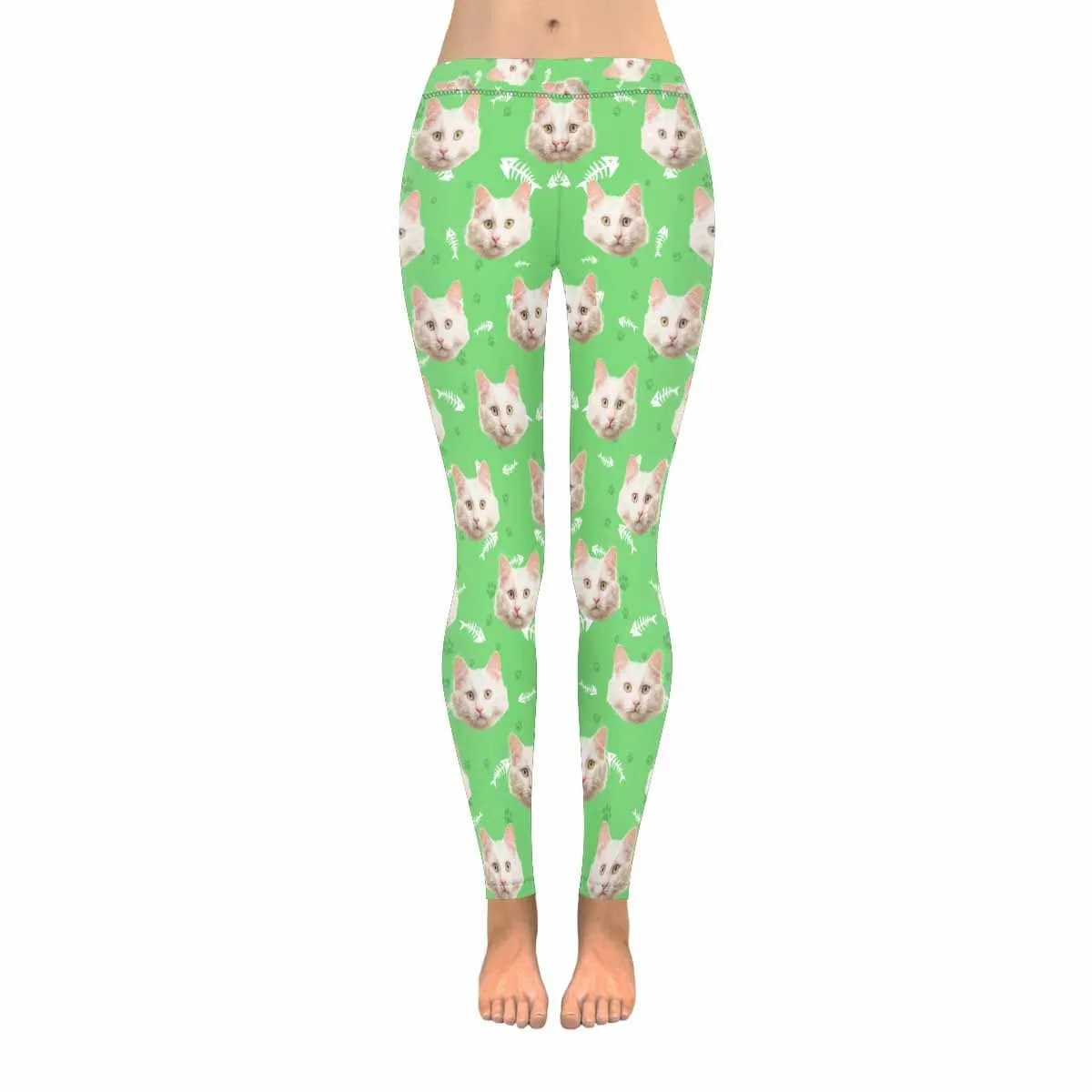 YesCustom Custom Cat Face Low Rise Leggings