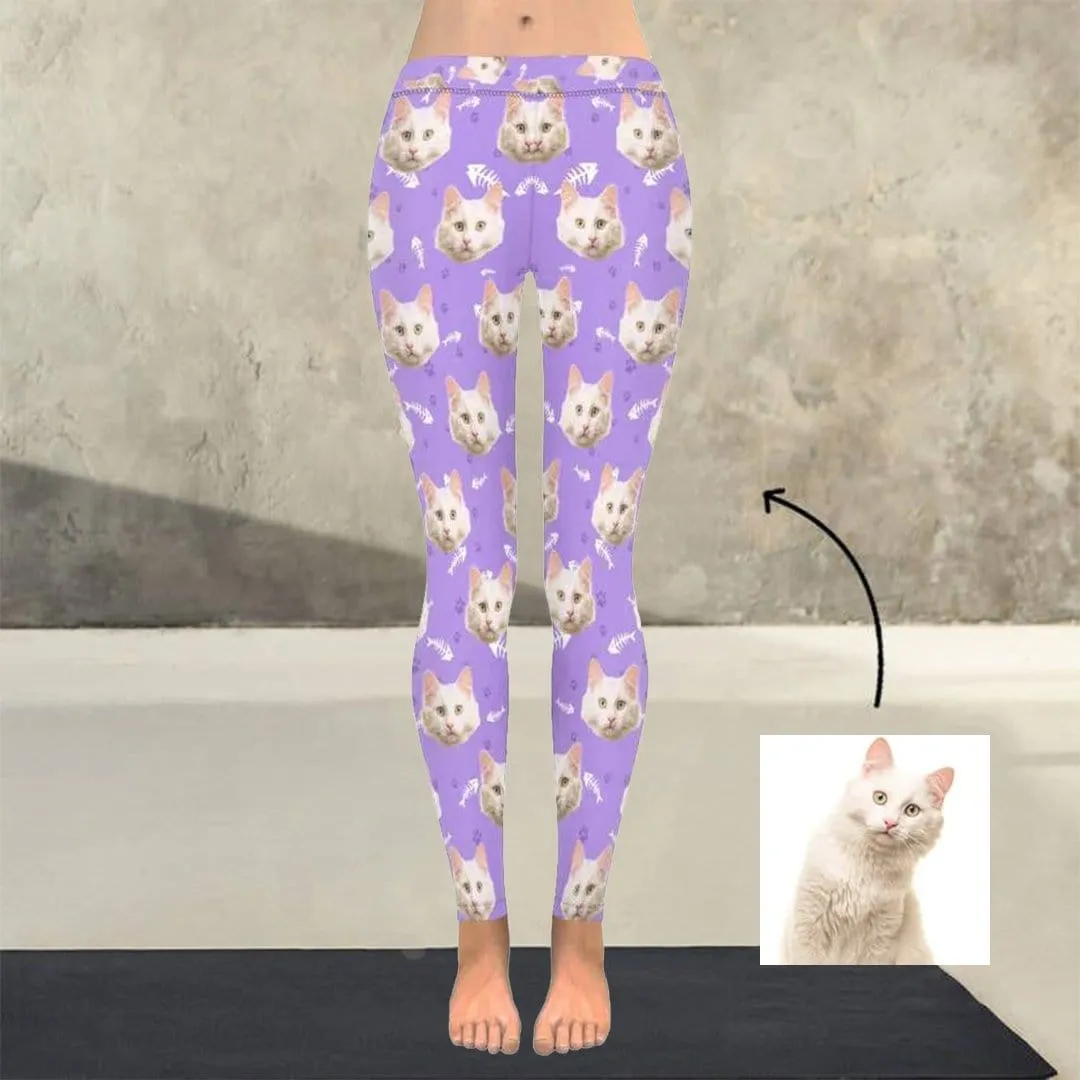 YesCustom Custom Cat Face Low Rise Leggings